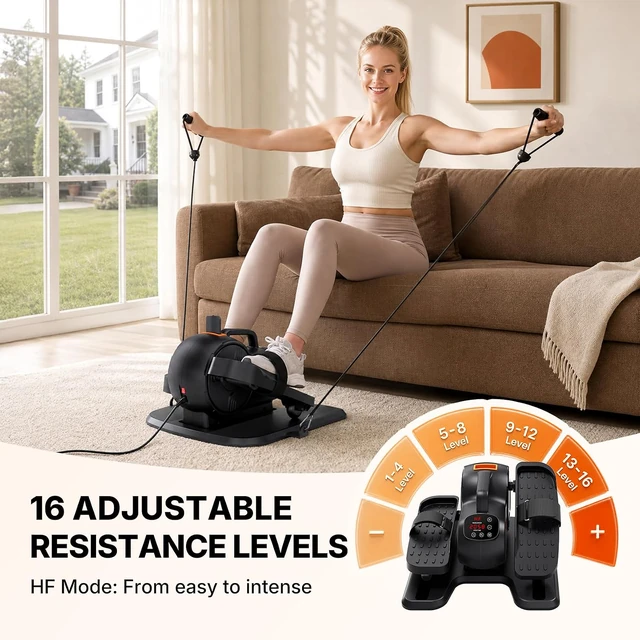 Dripex 16-Level Under Desk Elliptical, Orange accents