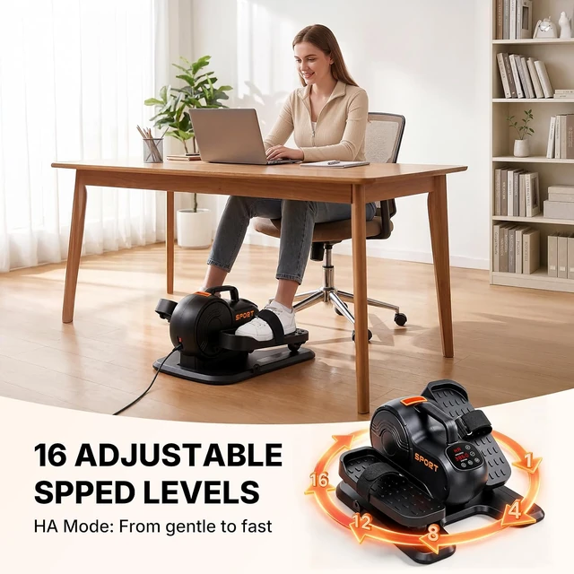 Dripex 16-Level Under Desk Elliptical, Orange accents