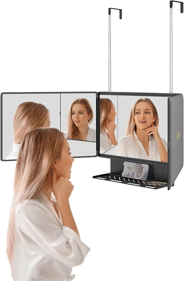 Dripex 3-Way Mirror with Storage Shelf, Black · Without LED