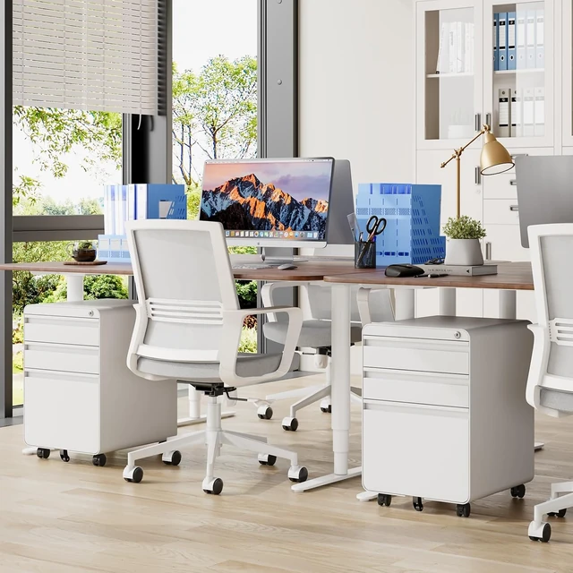 Dripex 3-Drawer Rolling File Cabinet, White